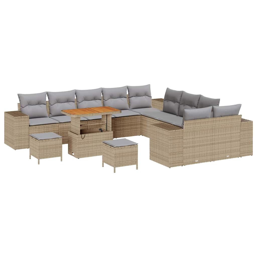 Tuin Sofa Set 13 pcs Beige en Licht Grijs poly rattan is nu te koop bij PeponiXL, paradijselijk wonen!