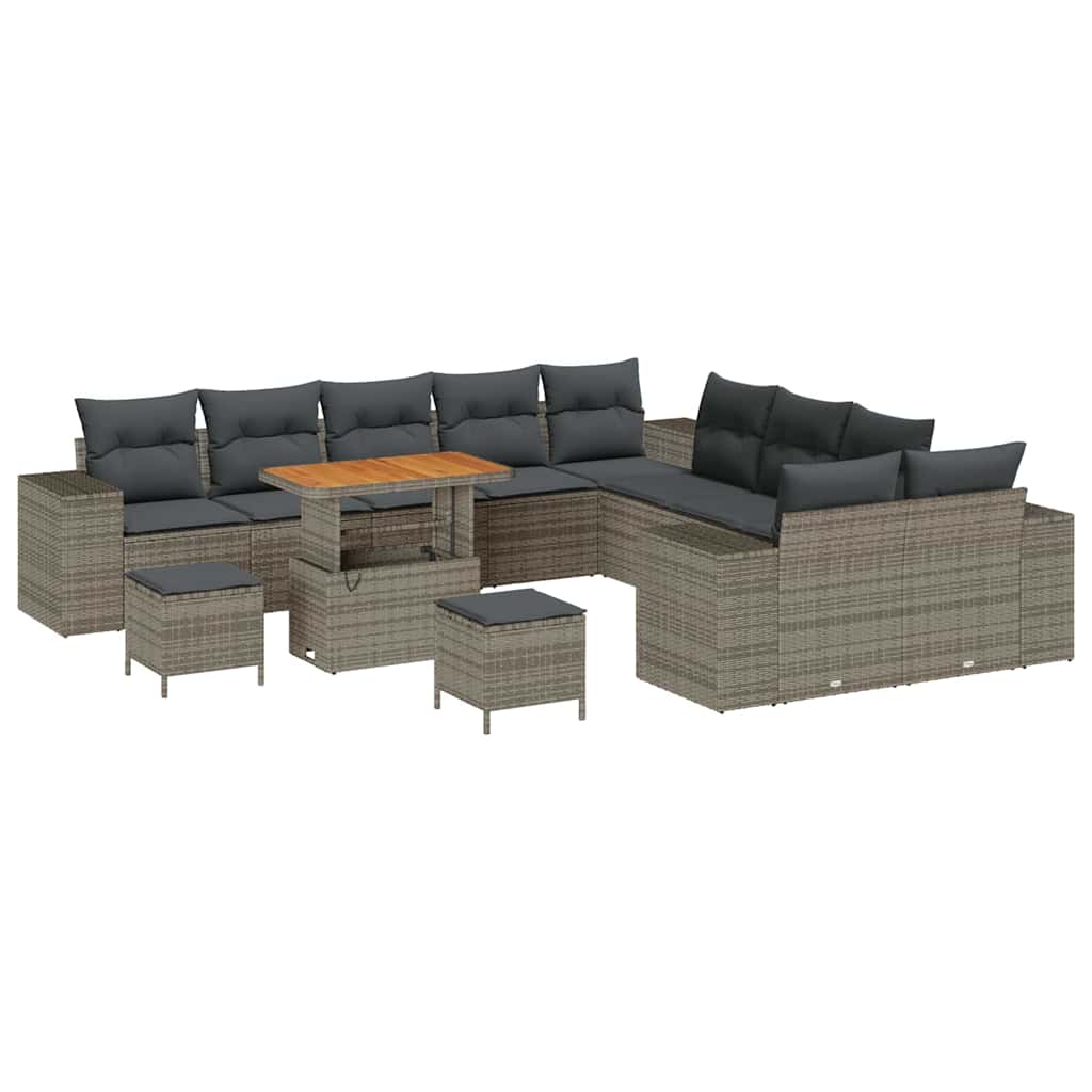 Tuin Sofa Set met kussen 13 pcs Grijs poly rattan is nu te koop bij PeponiXL, paradijselijk wonen!