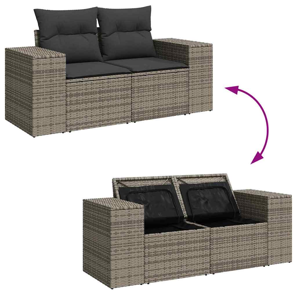 Tuin Sofa Set met kussen 13 pcs Grijs poly rattan is nu te koop bij PeponiXL, paradijselijk wonen!