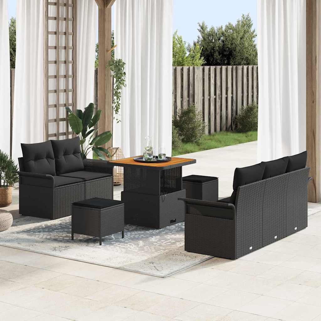Tuin Sofa Set met kussen met opslag met kussen 8 pcs Zwart is nu te koop bij PeponiXL, paradijselijk wonen!