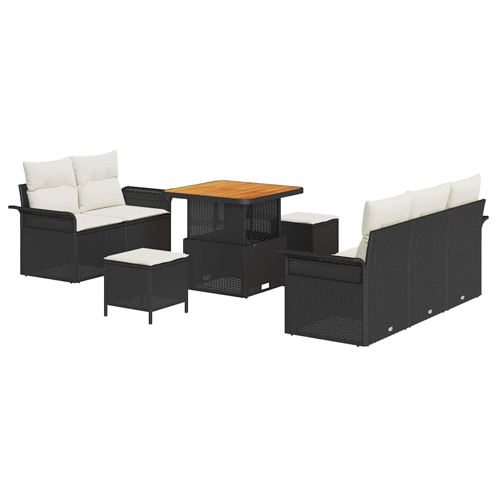 Tuin Sofa Set met kussen met opslag 8 pcs Zwart en Crème is nu te koop bij PeponiXL, paradijselijk wonen!