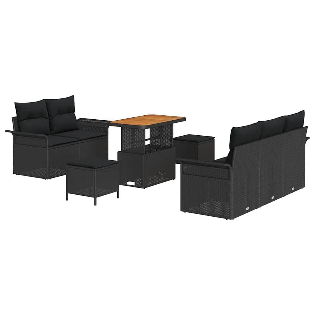 Tuin Sofa Set met kussen met opslag 8 pcs Zwart is nu te koop bij PeponiXL, paradijselijk wonen!