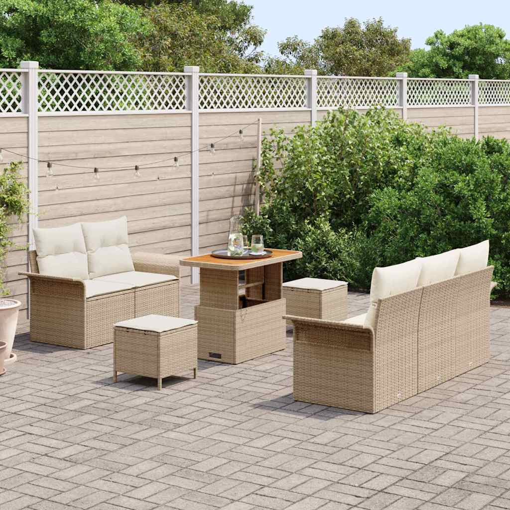 Tuin Sofa Set met kussen met opslag 8 pcs Beige en Crème is nu te koop bij PeponiXL, paradijselijk wonen!