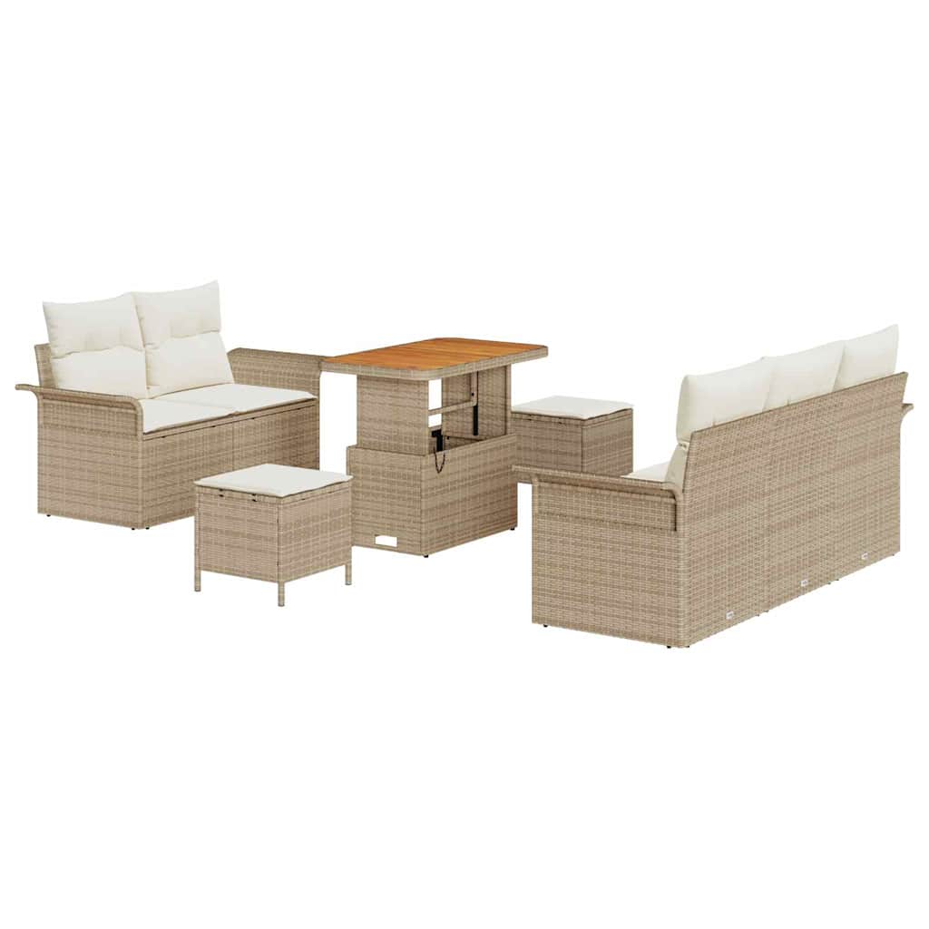 Tuin Sofa Set met kussen met opslag 8 pcs Beige en Crème is nu te koop bij PeponiXL, paradijselijk wonen!