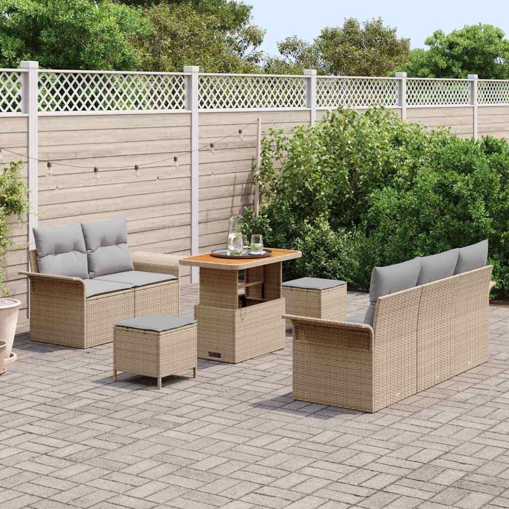 Tuin Sofa Set met kussen met opslag 8 pcs Beige en Licht Grijs is nu te koop bij PeponiXL, paradijselijk wonen!
