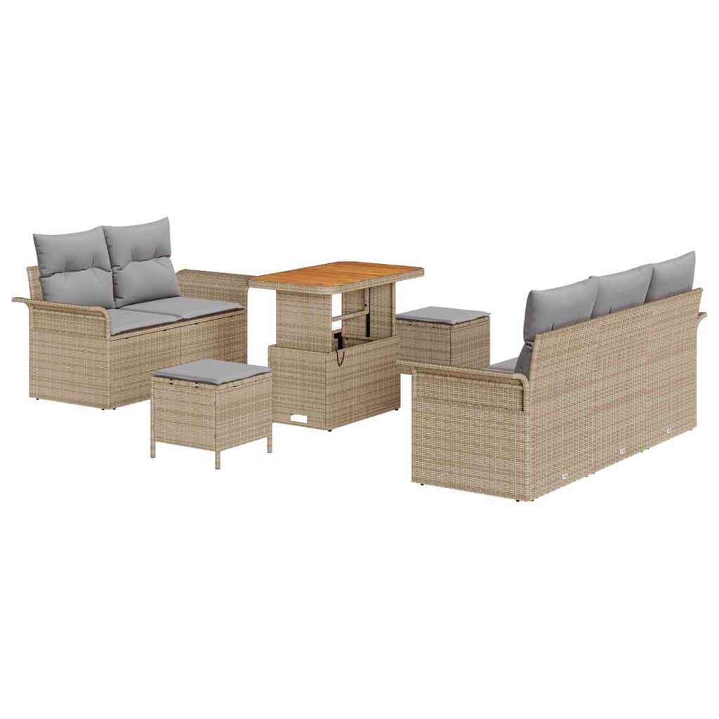 Tuin Sofa Set met kussen met opslag 8 pcs Beige en Licht Grijs is nu te koop bij PeponiXL, paradijselijk wonen!