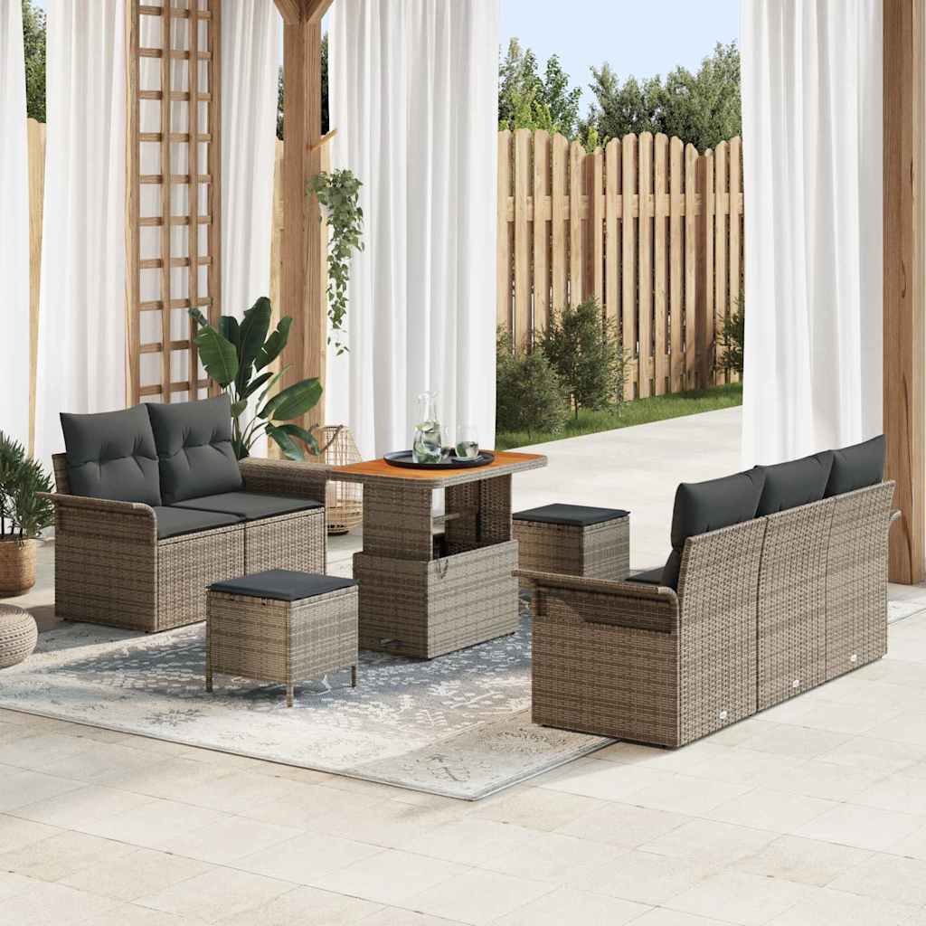 Tuin Sofa Set met kussen met opslag 8 pcs Grijs is nu te koop bij PeponiXL, paradijselijk wonen!