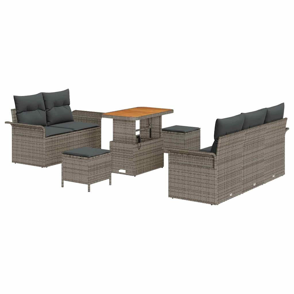 Tuin Sofa Set met kussen met opslag 8 pcs Grijs is nu te koop bij PeponiXL, paradijselijk wonen!