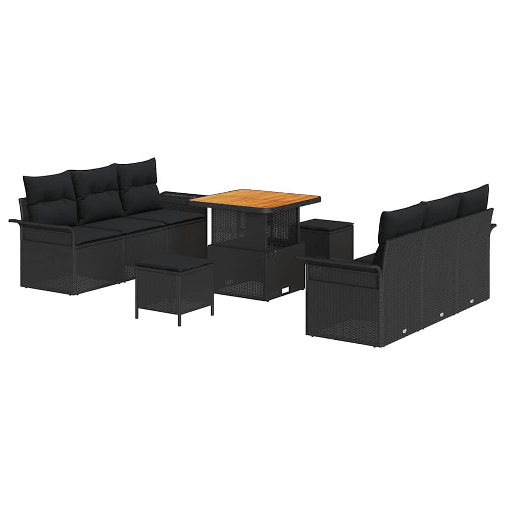 Tuin Sofa Set met kussen met opslag met kussen 9 pcs Zwart is nu te koop bij PeponiXL, paradijselijk wonen!