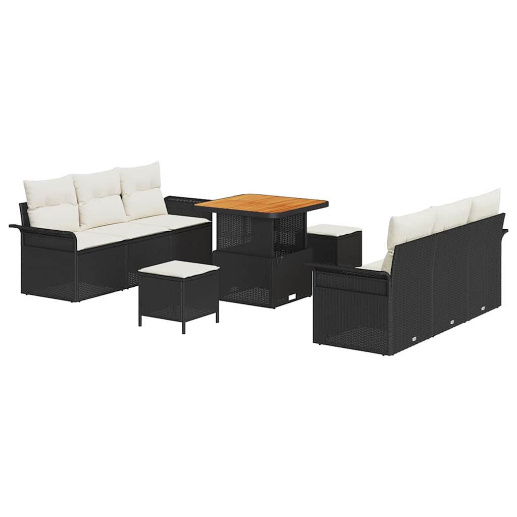 Tuin Sofa Set met kussen met opslag 9 pcs Zwart en Crème is nu te koop bij PeponiXL, paradijselijk wonen!