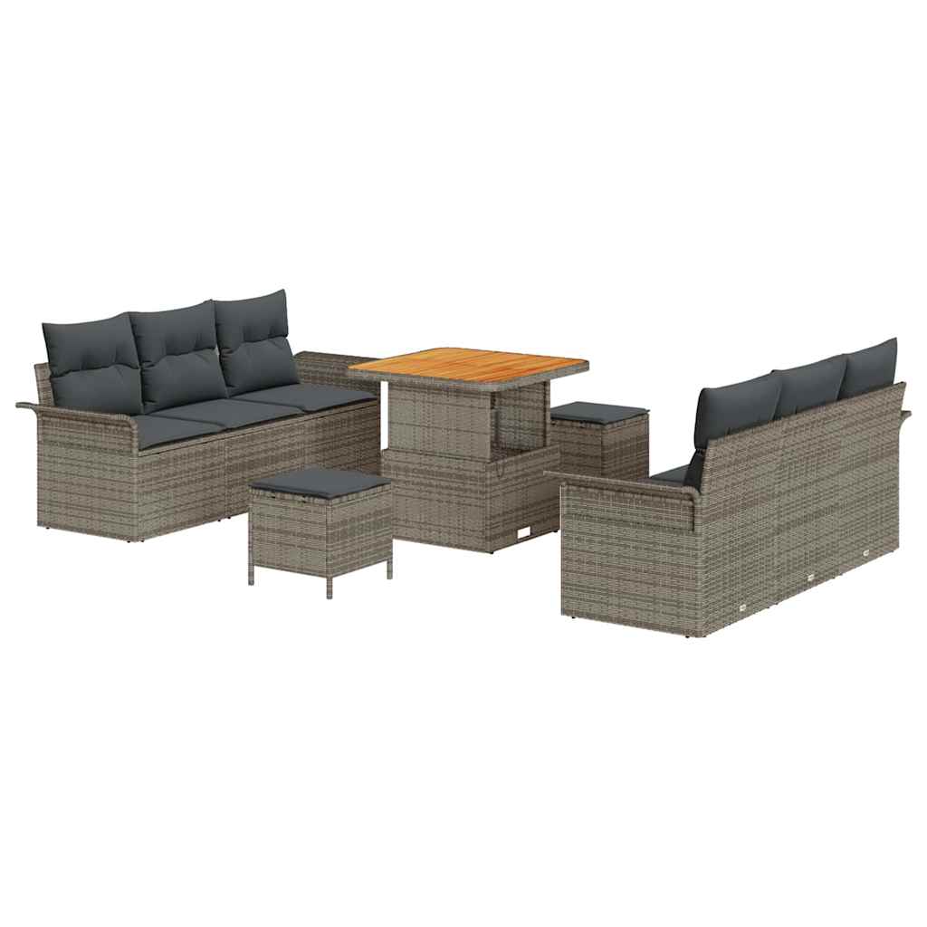 Tuin Sofa Set met kussen met opslag met kussen 9 pcs Grijs is nu te koop bij PeponiXL, paradijselijk wonen!