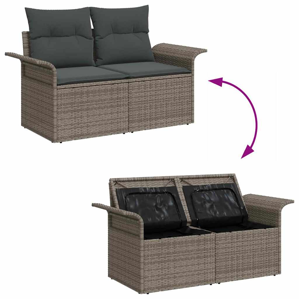 Tuin Sofa Set met kussen met opslag met kussen 9 pcs Grijs is nu te koop bij PeponiXL, paradijselijk wonen!