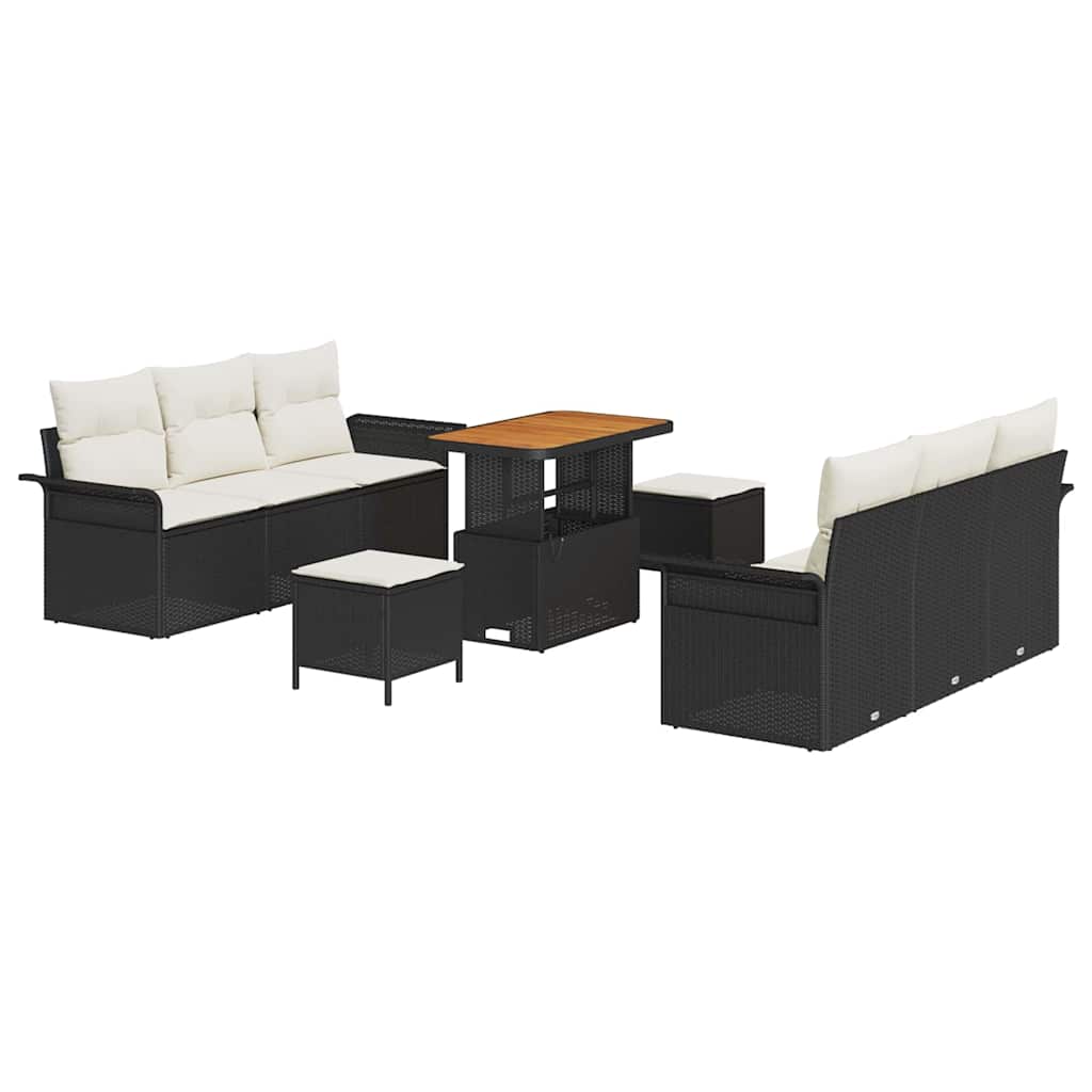 Tuin Sofa Set met kussen met opslag 9 pcs Zwart en Crème is nu te koop bij PeponiXL, paradijselijk wonen!