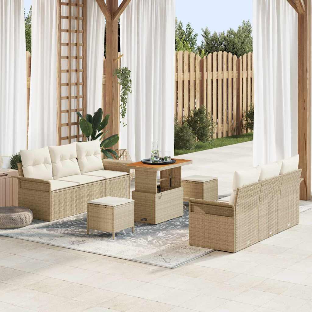 Tuin Sofa Set met kussen met opslag 9 pcs Beige en Crème is nu te koop bij PeponiXL, paradijselijk wonen!