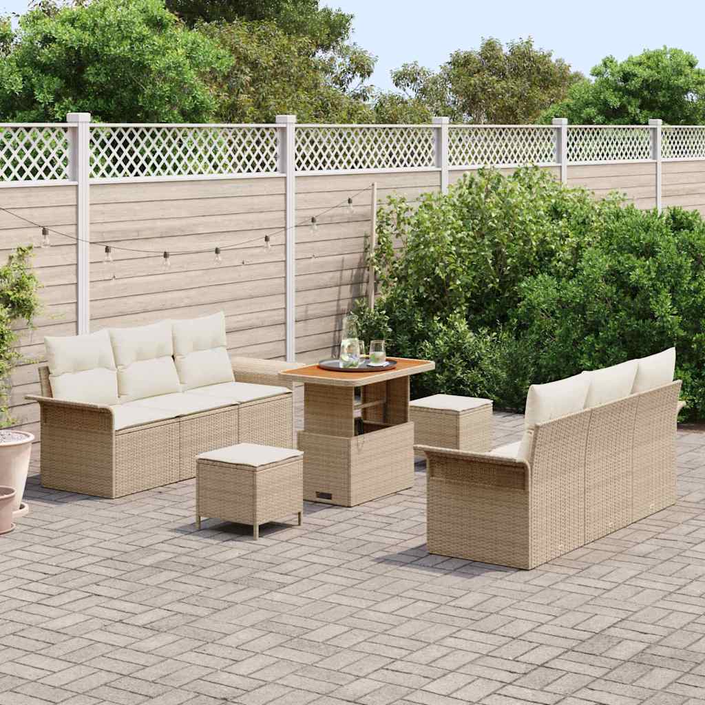 Tuin Sofa Set met kussen met opslag 9 pcs Beige en Crème is nu te koop bij PeponiXL, paradijselijk wonen!