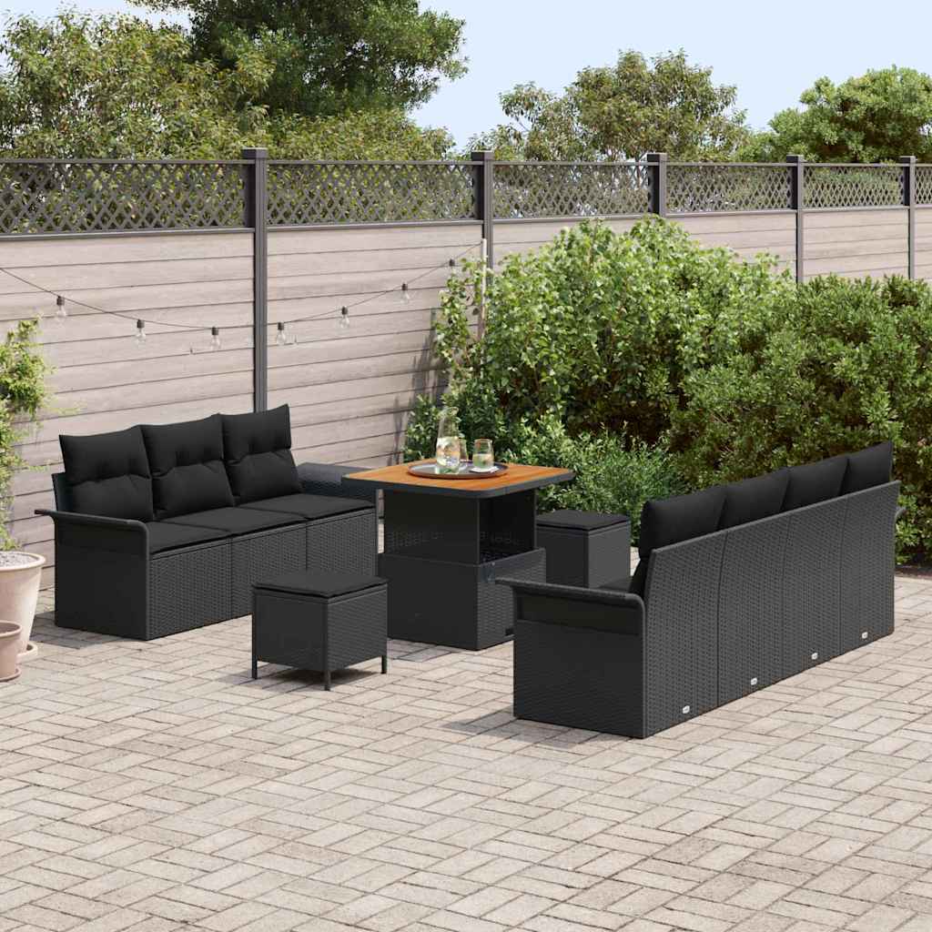 Tuin Sofa Set met kussen met opslag met kussen 10 pcs Zwart is nu te koop bij PeponiXL, paradijselijk wonen!