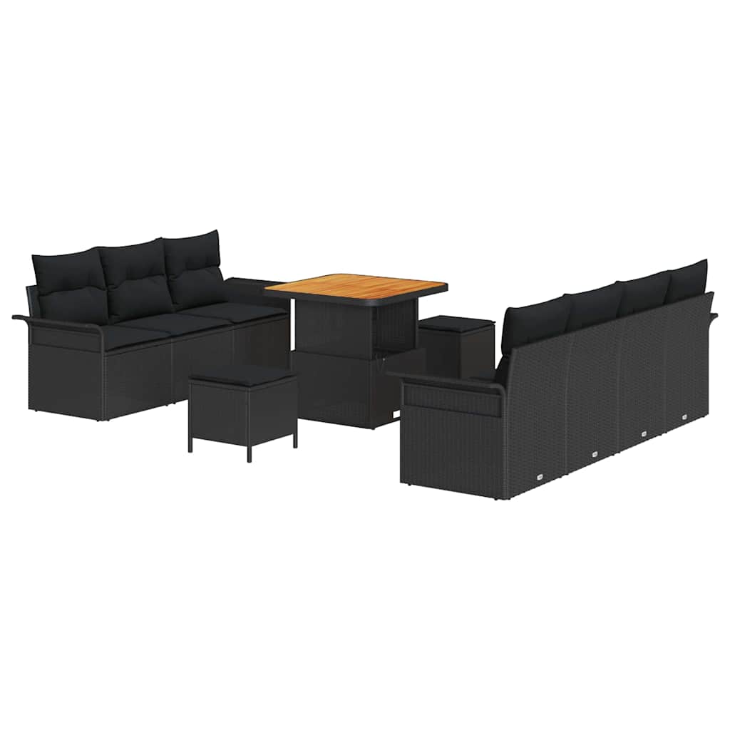 Tuin Sofa Set met kussen met opslag met kussen 10 pcs Zwart is nu te koop bij PeponiXL, paradijselijk wonen!