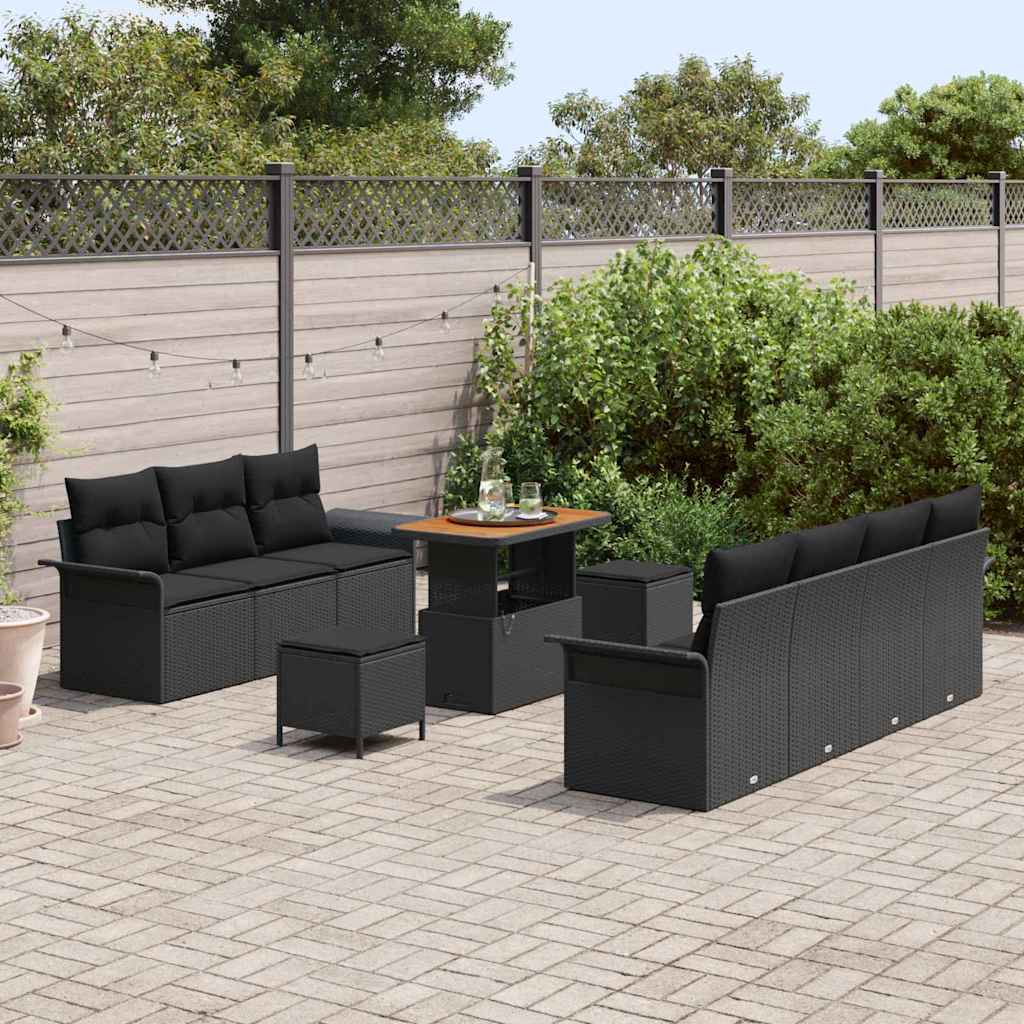 Tuin Sofa Set met kussen met opslag met kussen 10 pcs Zwart is nu te koop bij PeponiXL, paradijselijk wonen!