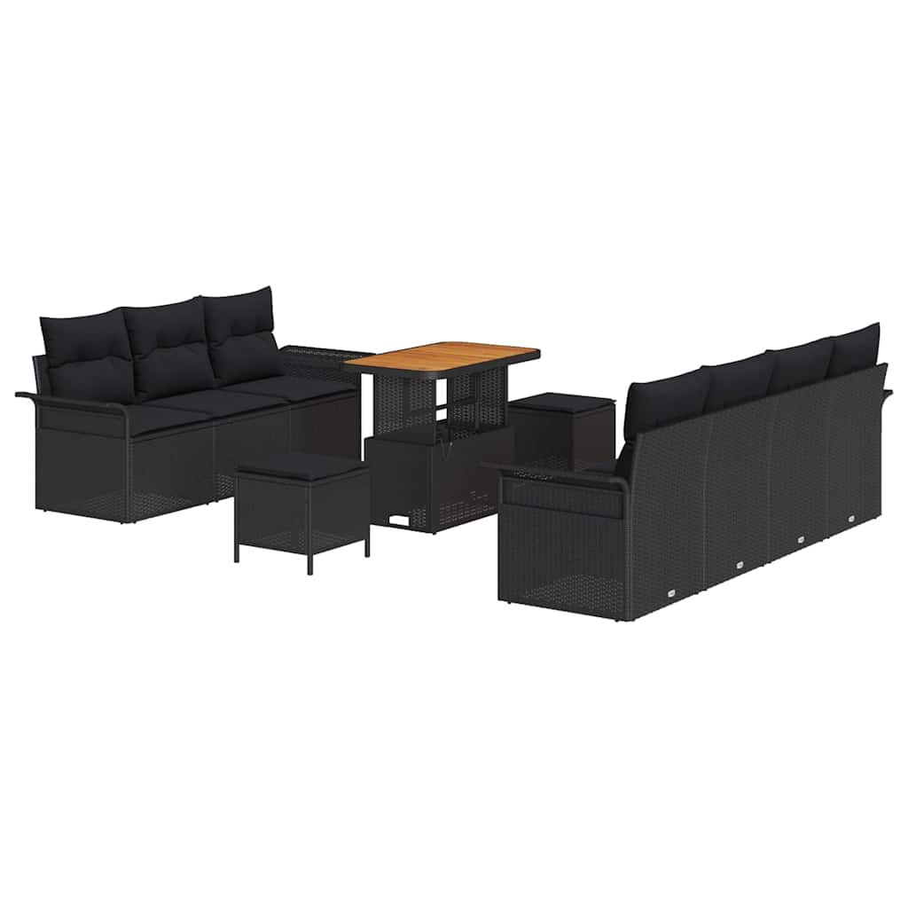 Tuin Sofa Set met kussen met opslag met kussen 10 pcs Zwart is nu te koop bij PeponiXL, paradijselijk wonen!