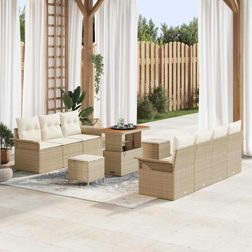 Tuin Sofa Set met kussen met opslag 10 pcs Beige en Crème is nu te koop bij PeponiXL, paradijselijk wonen!