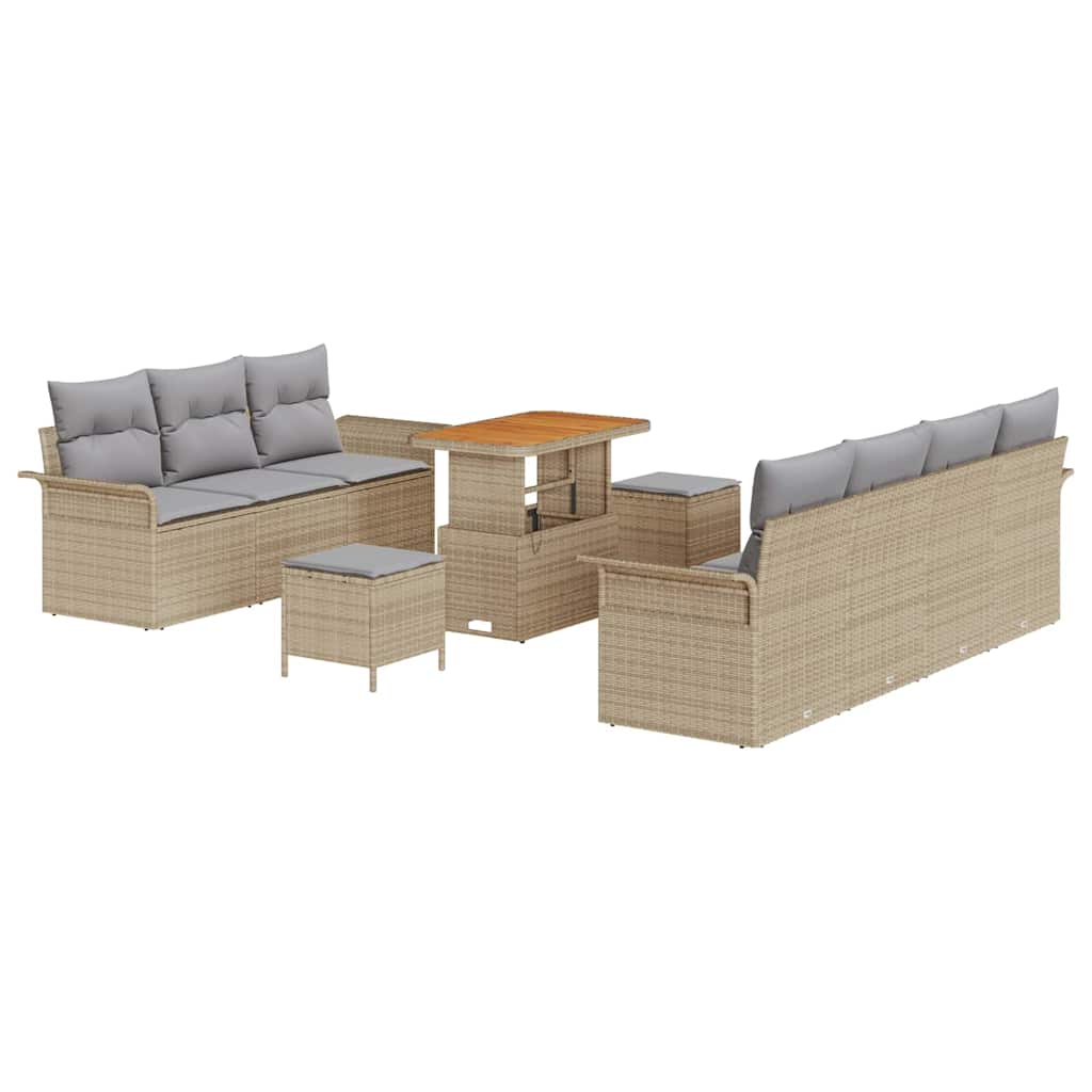 Tuin Sofa Set met kussen met opslag 10 pcs Beige en Licht Grijs is nu te koop bij PeponiXL, paradijselijk wonen!