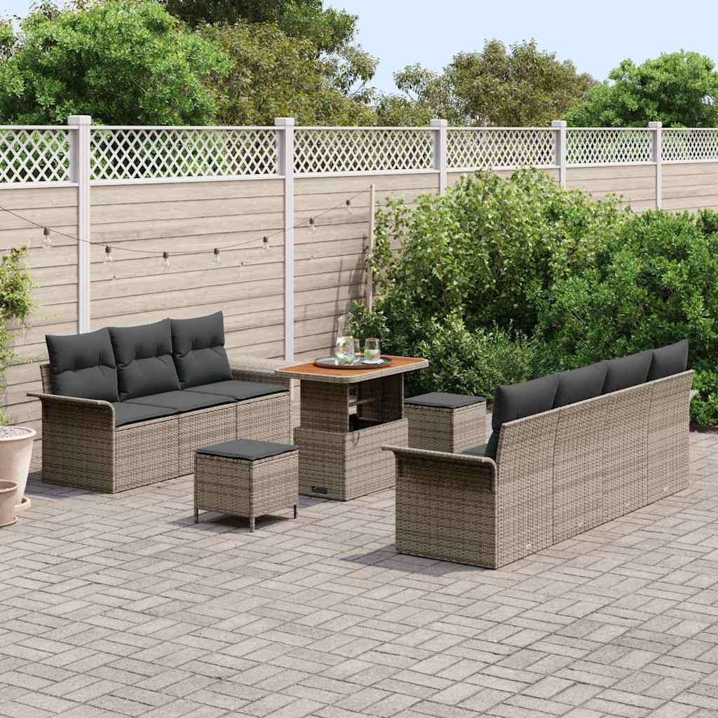 Tuin Sofa Set met kussen met opslag met kussen 10 pcs Grijs is nu te koop bij PeponiXL, paradijselijk wonen!