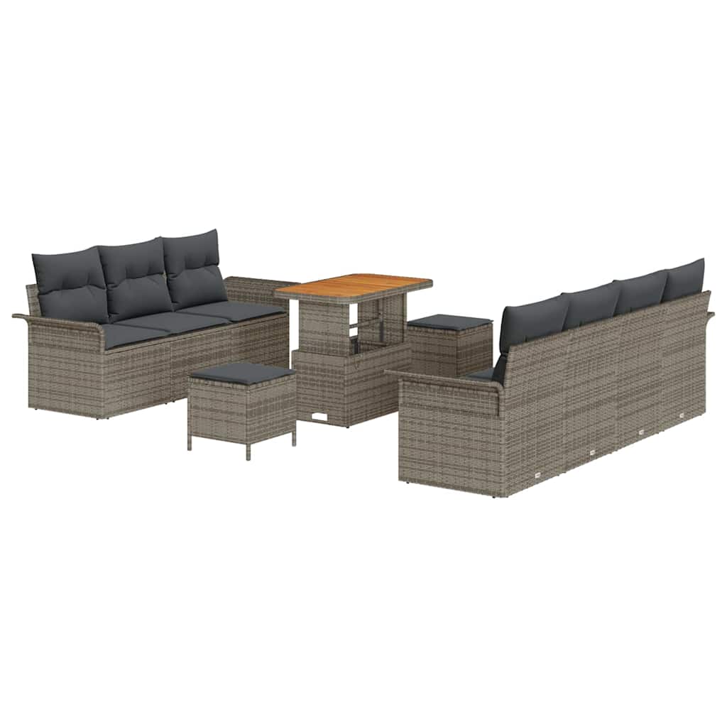 Tuin Sofa Set met kussen met opslag met kussen 10 pcs Grijs is nu te koop bij PeponiXL, paradijselijk wonen!