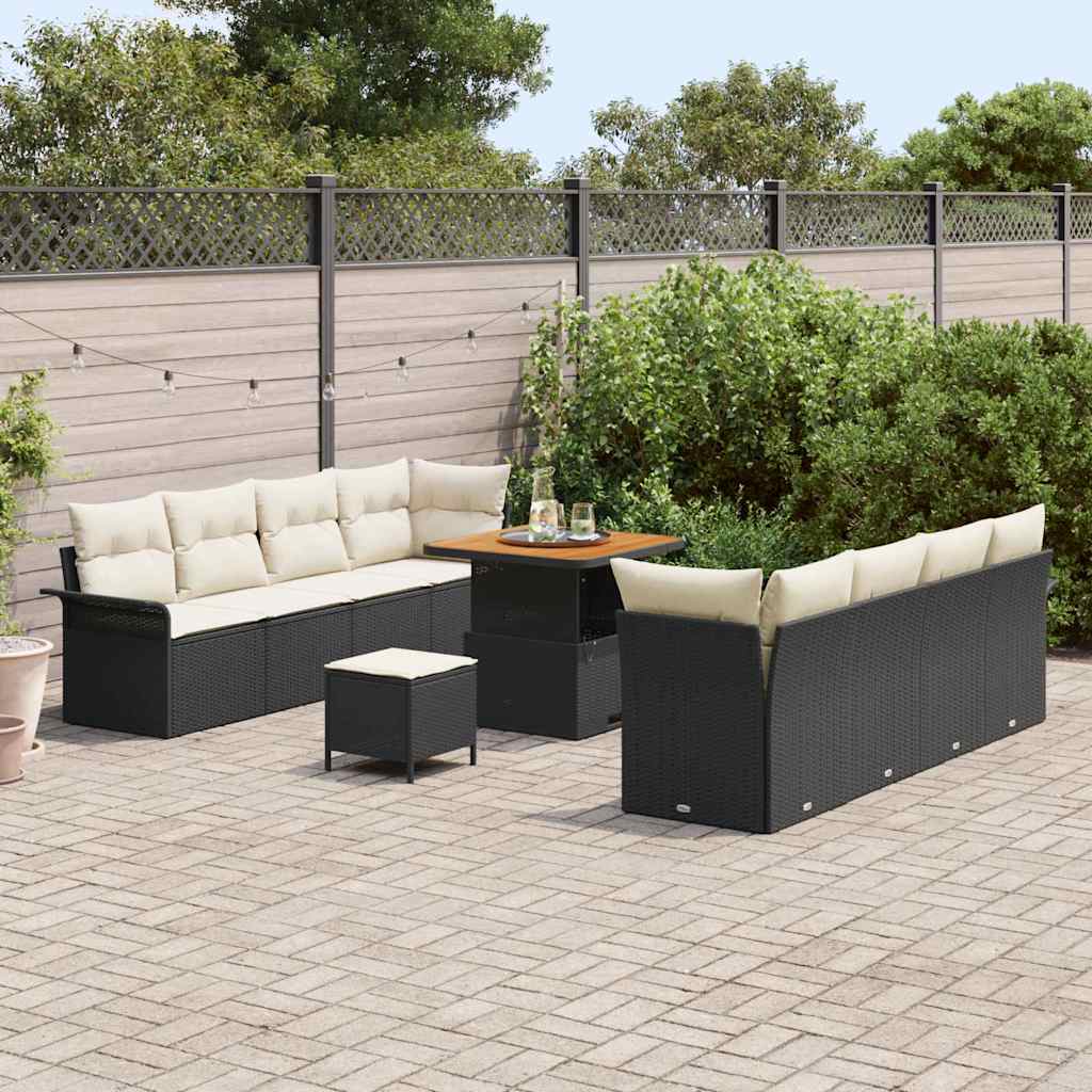 Tuin Sofa Set met kussen Zwart en Crème 80 x 80 x 71 cm is nu te koop bij PeponiXL, paradijselijk wonen!