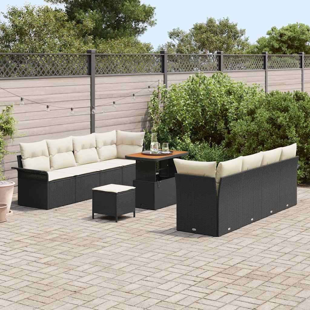 Tuin Sofa Set met kussen Zwart en Crème 90 x 55 x 71 cm is nu te koop bij PeponiXL, paradijselijk wonen!