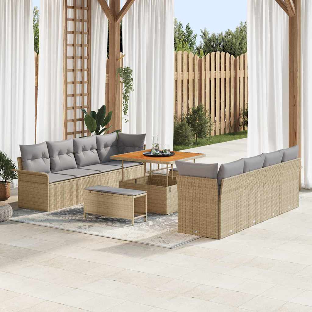Tuin Sofa Set met kussen Beige en Licht Grijs 100 x 100 x 71 cm is nu te koop bij PeponiXL, paradijselijk wonen!