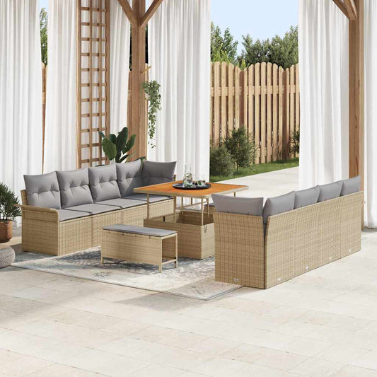 Tuin Sofa Set met kussen Beige en Licht Grijs 100 x 100 x 71 cm is nu te koop bij PeponiXL, paradijselijk wonen!