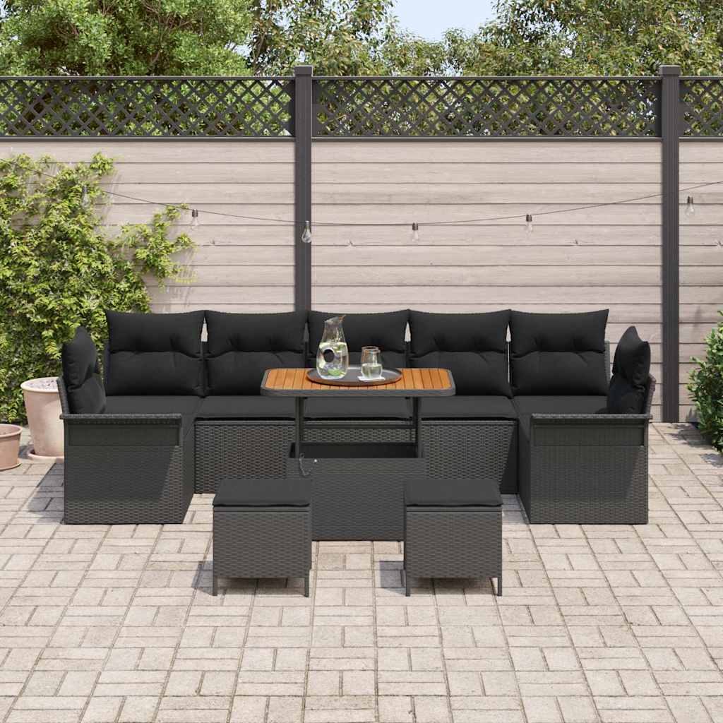 Tuin Sofa Set met kussen met opslag 10 pcs Zwart is nu te koop bij PeponiXL, paradijselijk wonen!