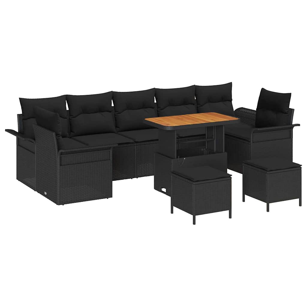 Tuin Sofa Set met kussen met opslag 10 pcs Zwart is nu te koop bij PeponiXL, paradijselijk wonen!