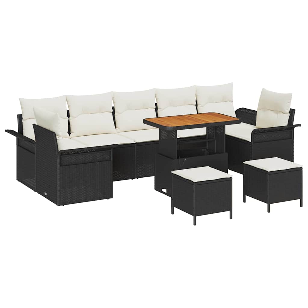 Tuin Sofa Set met kussen met opslag 10 pcs Zwart en Crème is nu te koop bij PeponiXL, paradijselijk wonen!