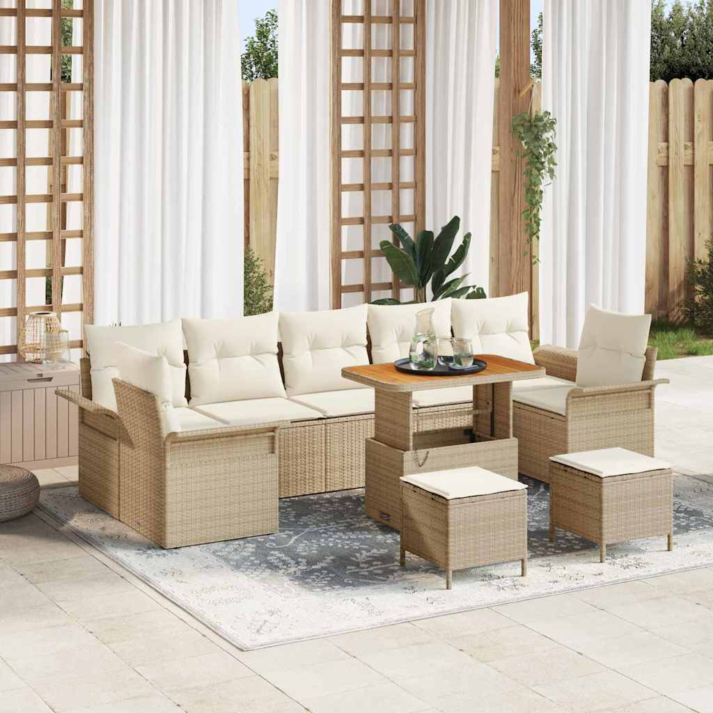 Tuin Sofa Set met kussen met opslag 10 pcs Beige en Crème is nu te koop bij PeponiXL, paradijselijk wonen!