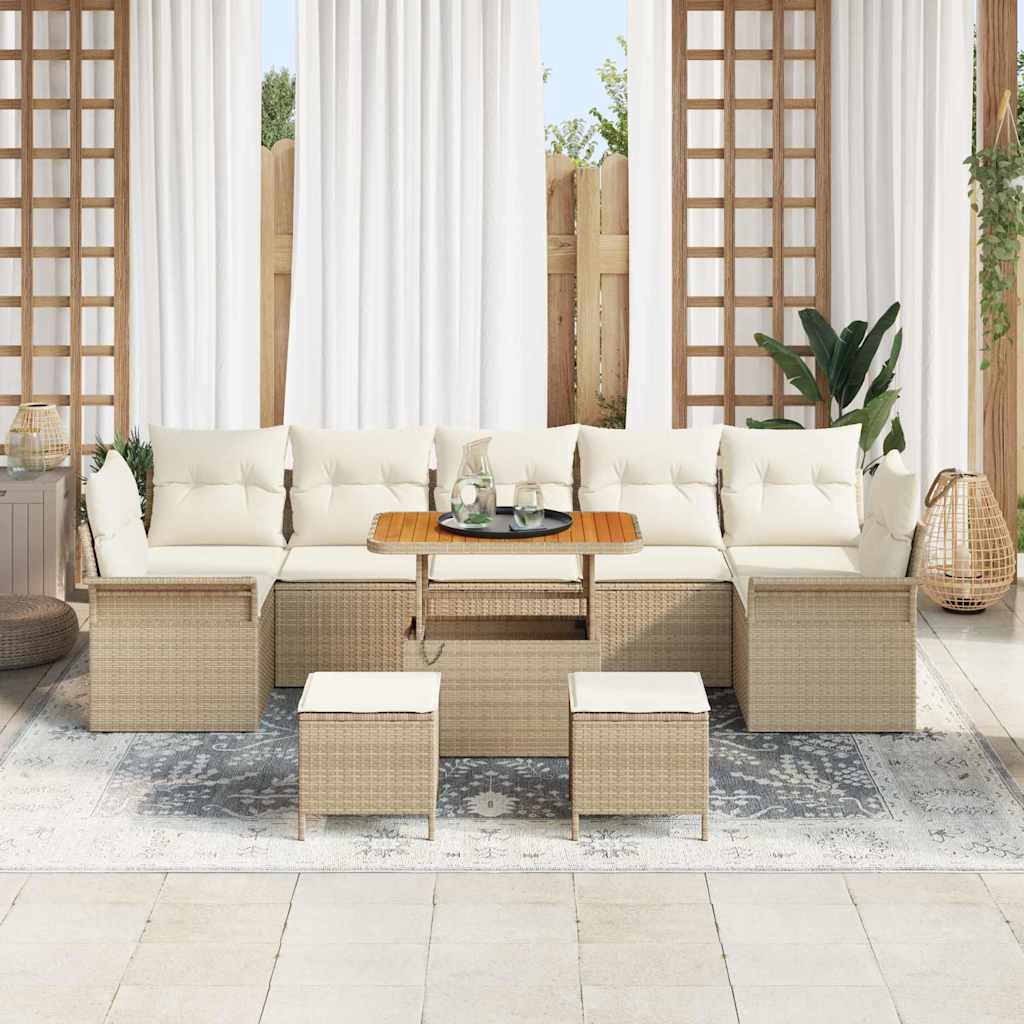 Tuin Sofa Set met kussen met opslag 10 pcs Beige en Crème is nu te koop bij PeponiXL, paradijselijk wonen!
