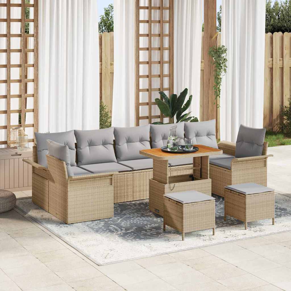Tuin Sofa Set met kussen met opslag 10 pcs Beige en Licht Grijs is nu te koop bij PeponiXL, paradijselijk wonen!