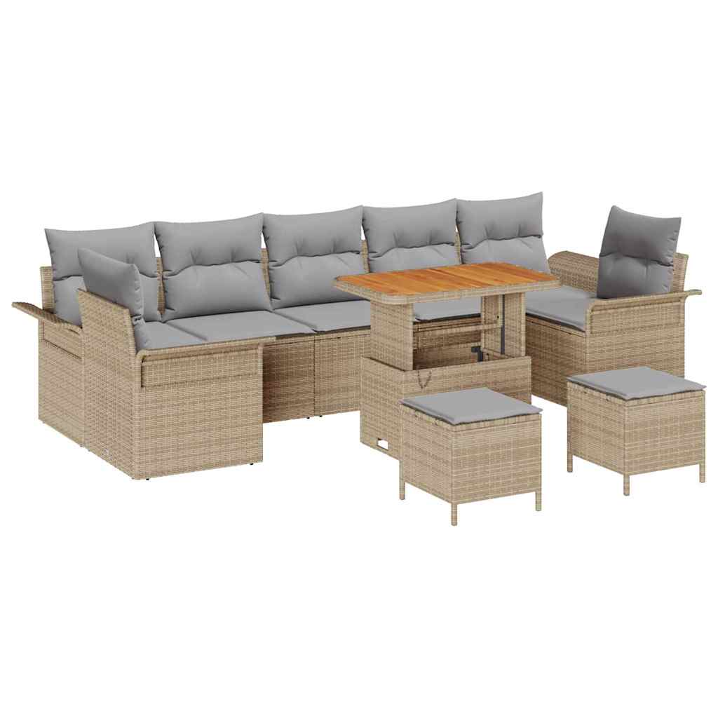 Tuin Sofa Set met kussen met opslag 10 pcs Beige en Licht Grijs is nu te koop bij PeponiXL, paradijselijk wonen!
