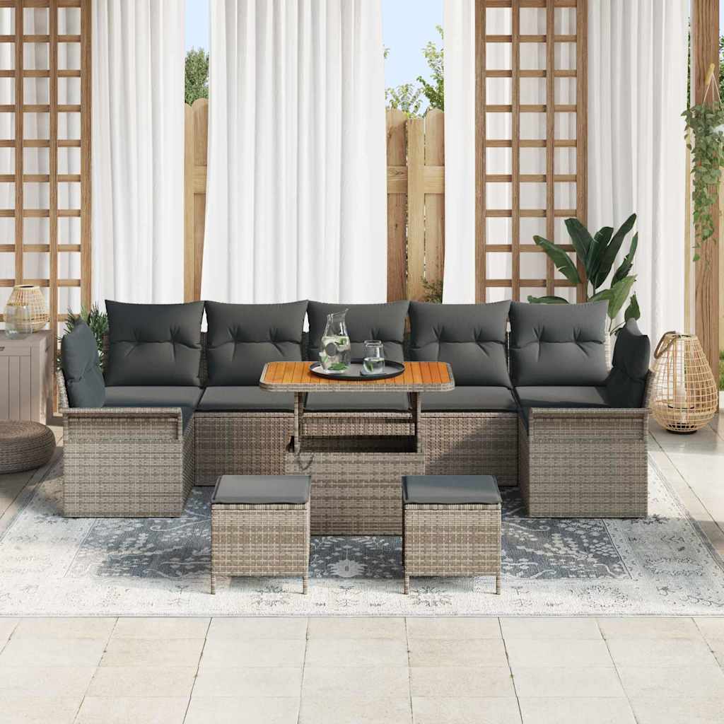 Tuin Sofa Set met kussen met opslag 10 pcs Grijs is nu te koop bij PeponiXL, paradijselijk wonen!