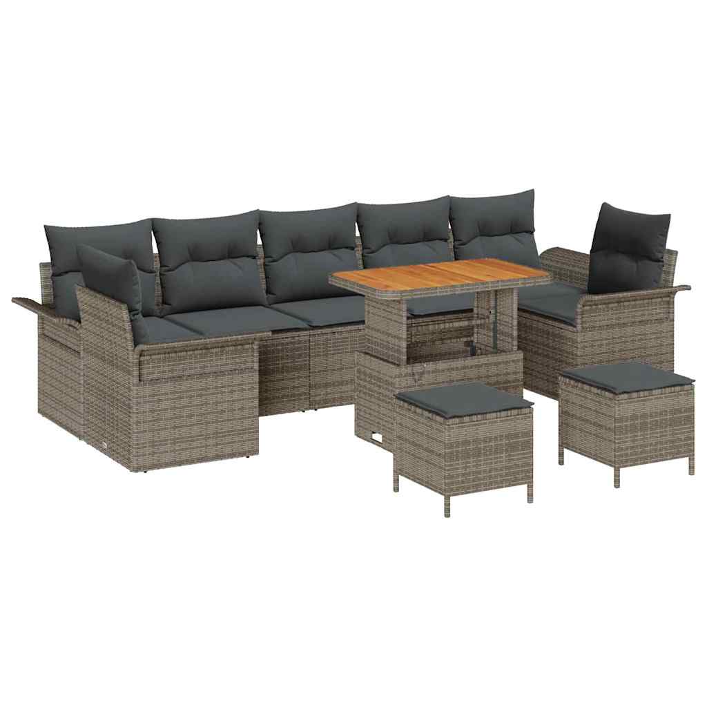 Tuin Sofa Set met kussen met opslag 10 pcs Grijs is nu te koop bij PeponiXL, paradijselijk wonen!