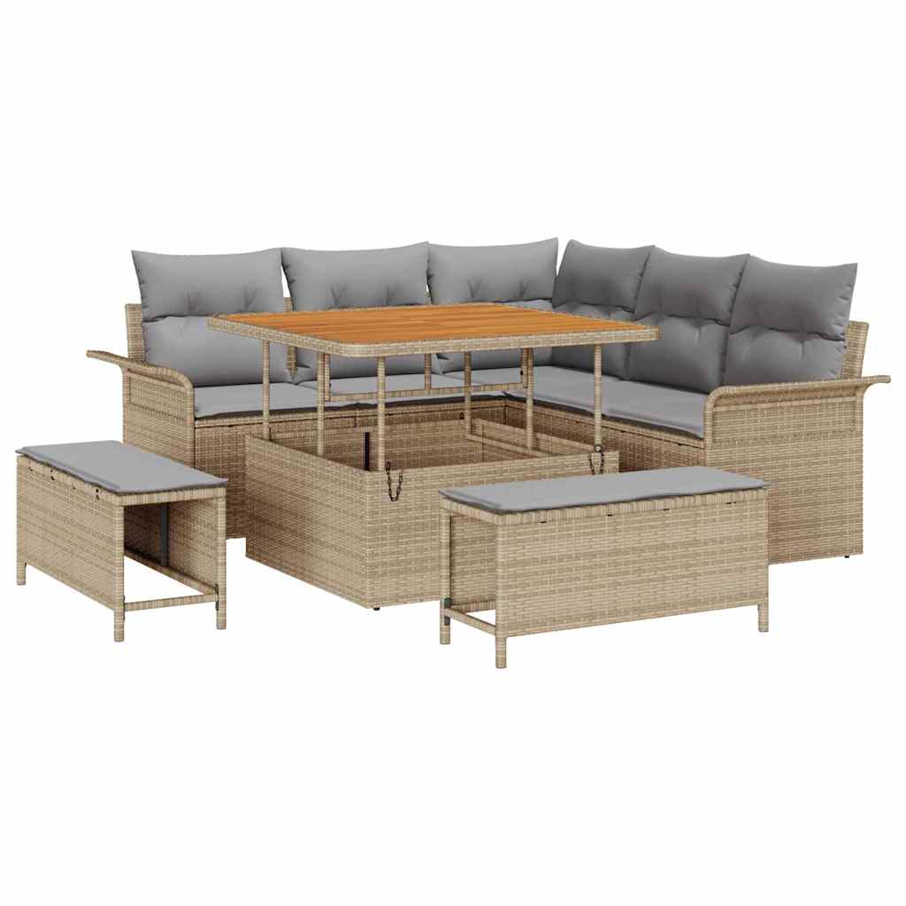 Tuin Sofa Set met kussen met opslag 8 pcs Beige en Licht Grijs is nu te koop bij PeponiXL, paradijselijk wonen!