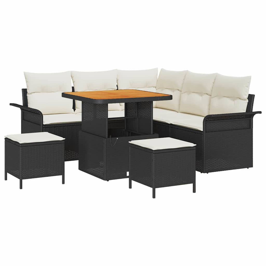 Tuin Sofa Set met kussen met opslag 8 pcs Zwart en Crème is nu te koop bij PeponiXL, paradijselijk wonen!