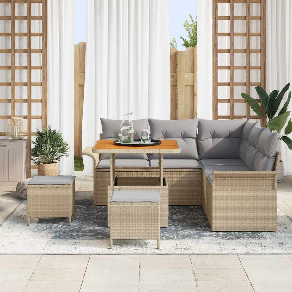 Tuin Sofa Set met kussen met opslag 8 pcs Beige en Licht Grijs is nu te koop bij PeponiXL, paradijselijk wonen!