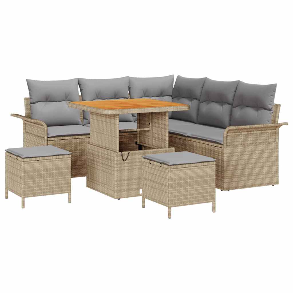 Tuin Sofa Set met kussen met opslag 8 pcs Beige en Licht Grijs is nu te koop bij PeponiXL, paradijselijk wonen!
