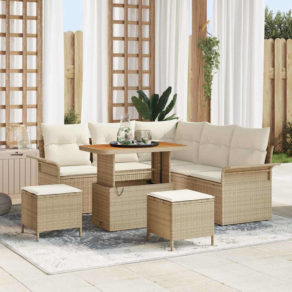 Tuin Sofa Set met kussen met opslag 8 pcs Beige en Crème is nu te koop bij PeponiXL, paradijselijk wonen!