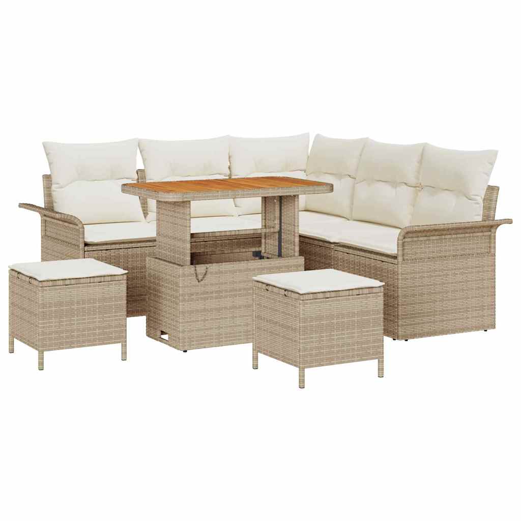Tuin Sofa Set met kussen met opslag 8 pcs Beige en Crème is nu te koop bij PeponiXL, paradijselijk wonen!