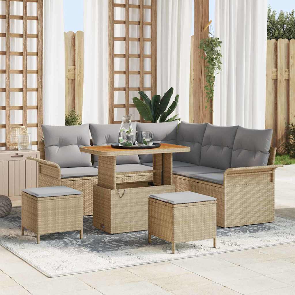 Tuin Sofa Set met kussen met opslag 8 pcs Beige en Licht Grijs is nu te koop bij PeponiXL, paradijselijk wonen!