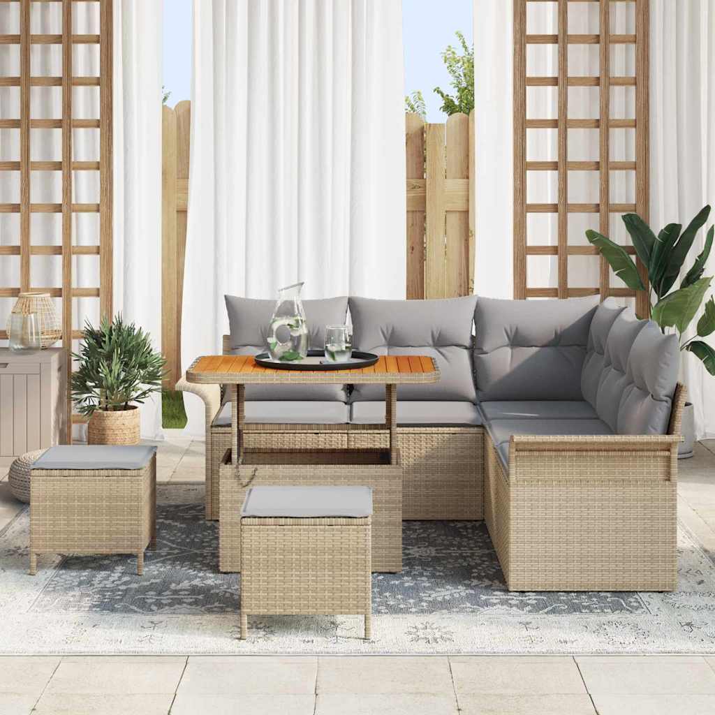 Tuin Sofa Set met kussen met opslag 8 pcs Beige en Licht Grijs is nu te koop bij PeponiXL, paradijselijk wonen!