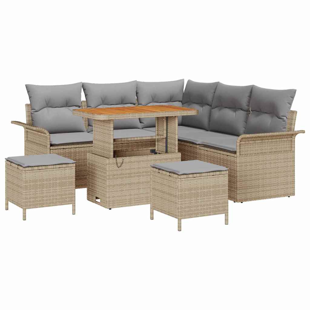 Tuin Sofa Set met kussen met opslag 8 pcs Beige en Licht Grijs is nu te koop bij PeponiXL, paradijselijk wonen!