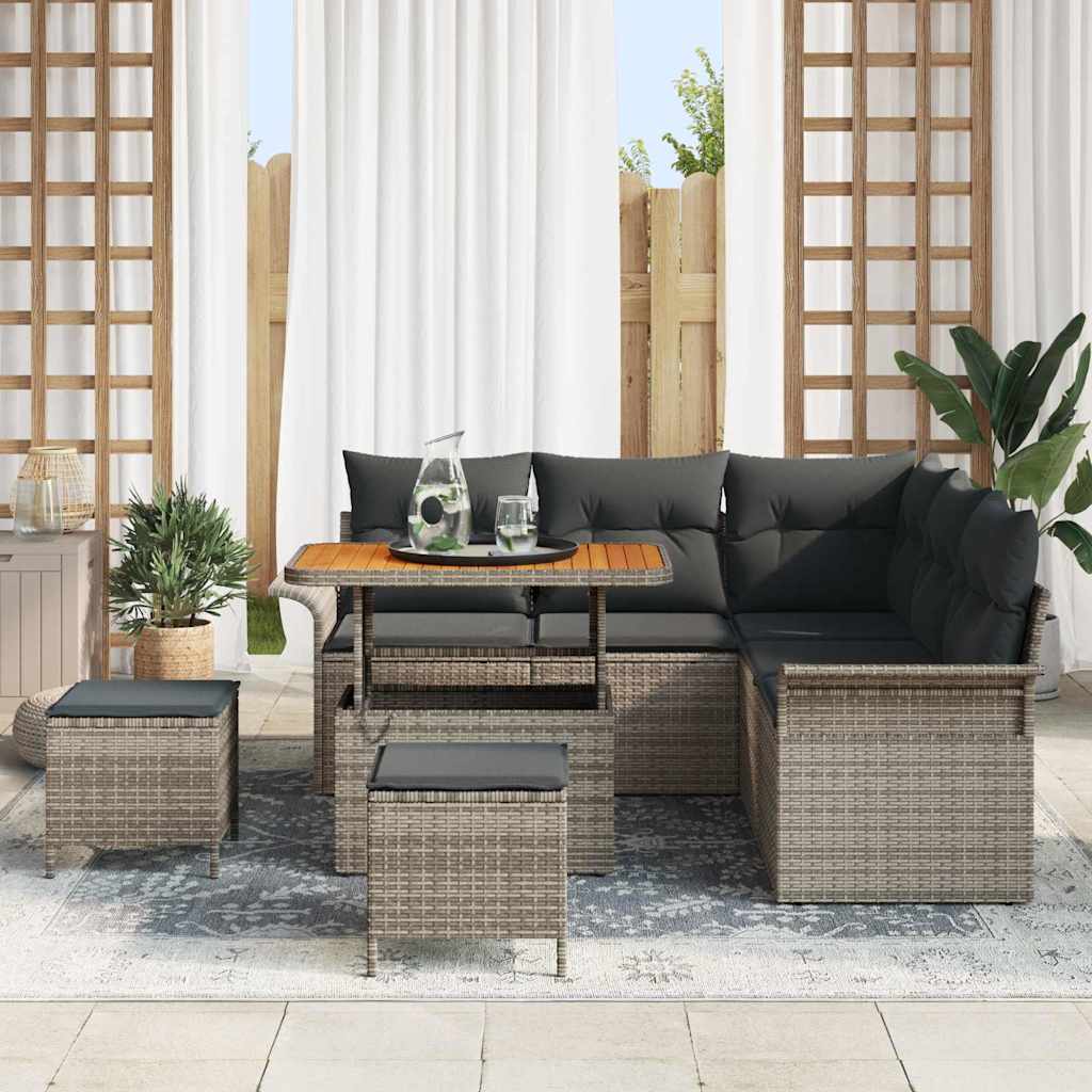 Tuin Sofa Set met kussen met opslag met kussen 8 pcs Grijs is nu te koop bij PeponiXL, paradijselijk wonen!